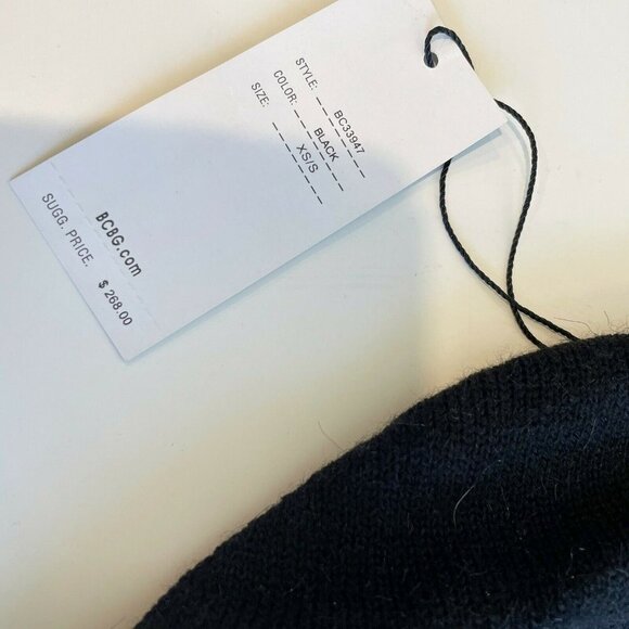 BCBGMAXAZRIA Womens Sleeveless Oversized Sweater Black XS Relaxed Mock Neck NWT - Picture 7 of 8